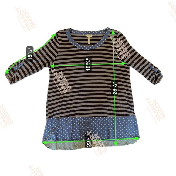 Matilda Jane Top Womens Sz M Lets Get Lost Blouse Striped Polka Dot Scoop Neck - Picture 11 of 11